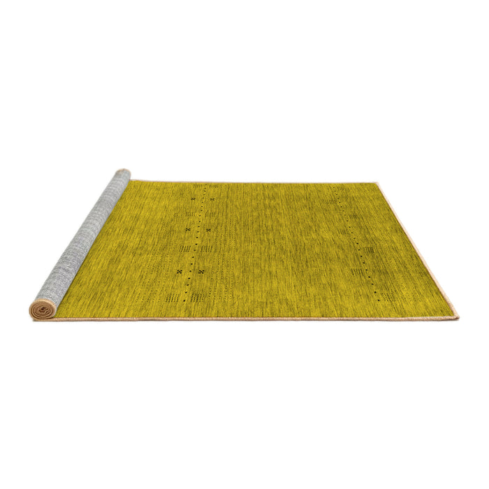 Sideview of Machine Washable Abstract Yellow Contemporary Rug, wshcon2613yw