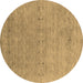 Round Abstract Brown Contemporary Rug, con2613brn