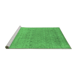 Sideview of Machine Washable Abstract Emerald Green Contemporary Area Rugs, wshcon2613emgrn