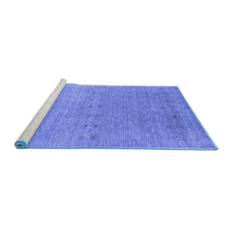 Sideview of Machine Washable Abstract Blue Contemporary Rug, wshcon2613blu