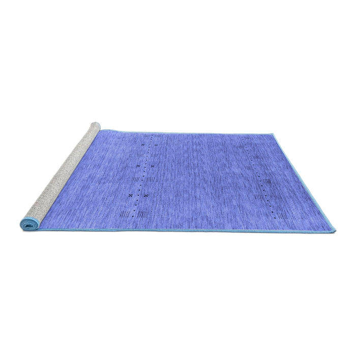 Sideview of Machine Washable Abstract Blue Contemporary Rug, wshcon2613blu