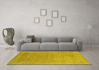 Machine Washable Abstract Yellow Contemporary Rug, wshcon2613yw