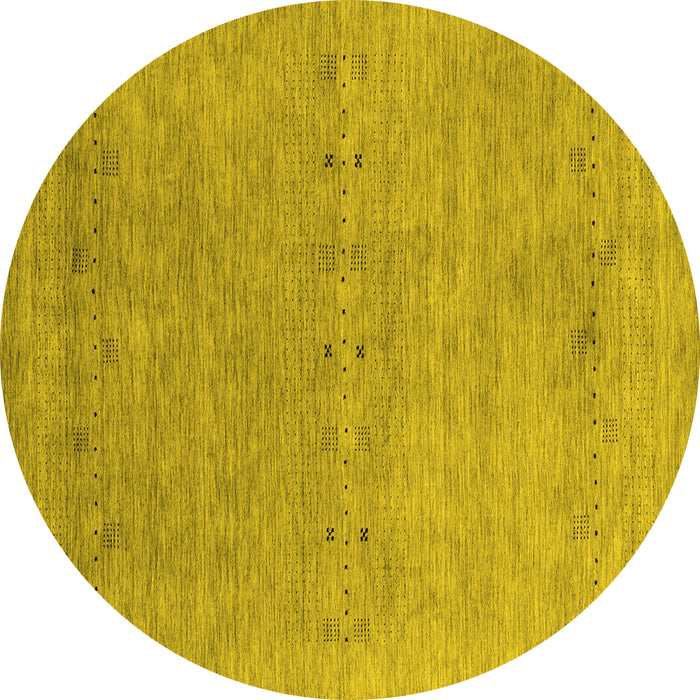 Round Abstract Yellow Contemporary Rug, con2613yw