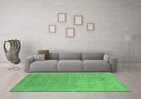 Machine Washable Abstract Emerald Green Contemporary Rug, wshcon2613emgrn