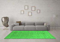 Machine Washable Abstract Green Contemporary Rug, wshcon2613grn