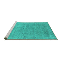 Sideview of Machine Washable Abstract Turquoise Contemporary Area Rugs, wshcon2613turq