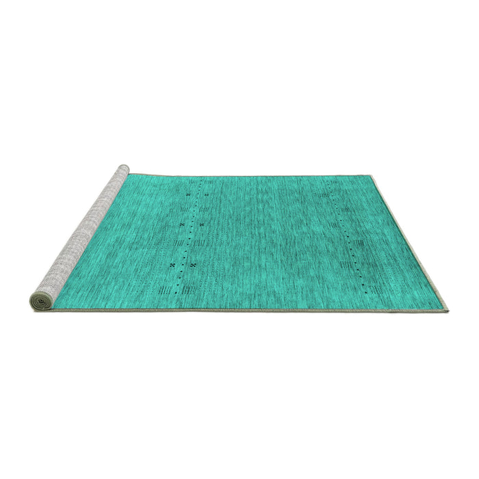 Sideview of Machine Washable Abstract Turquoise Contemporary Area Rugs, wshcon2613turq