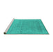 Sideview of Machine Washable Abstract Turquoise Contemporary Area Rugs, wshcon2613turq