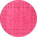 Round Abstract Pink Contemporary Rug, con2614pnk