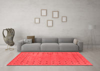 Machine Washable Abstract Red Contemporary Rug, wshcon2614red