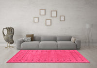 Machine Washable Abstract Pink Contemporary Rug, wshcon2614pnk