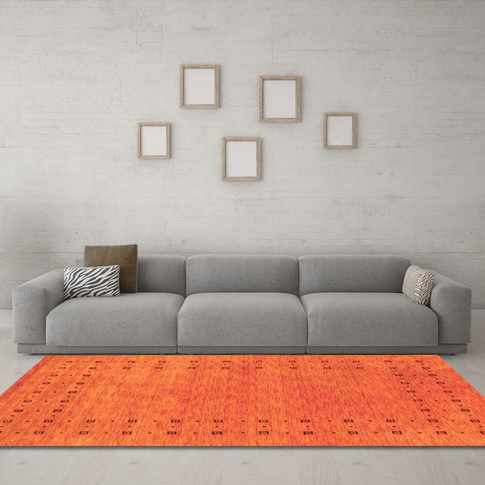 Machine Washable Abstract Orange Contemporary Area Rugs in a Living Room, wshcon2614org