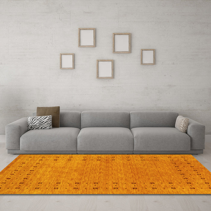 Machine Washable Abstract Yellow Contemporary Rug in a Living Room, wshcon2614yw