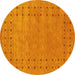 Round Abstract Yellow Contemporary Rug, con2614yw