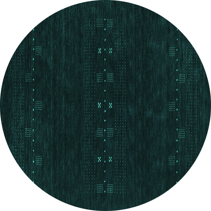 Round Abstract Turquoise Contemporary Rug, con2615turq