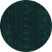 Round Abstract Turquoise Contemporary Rug, con2615turq