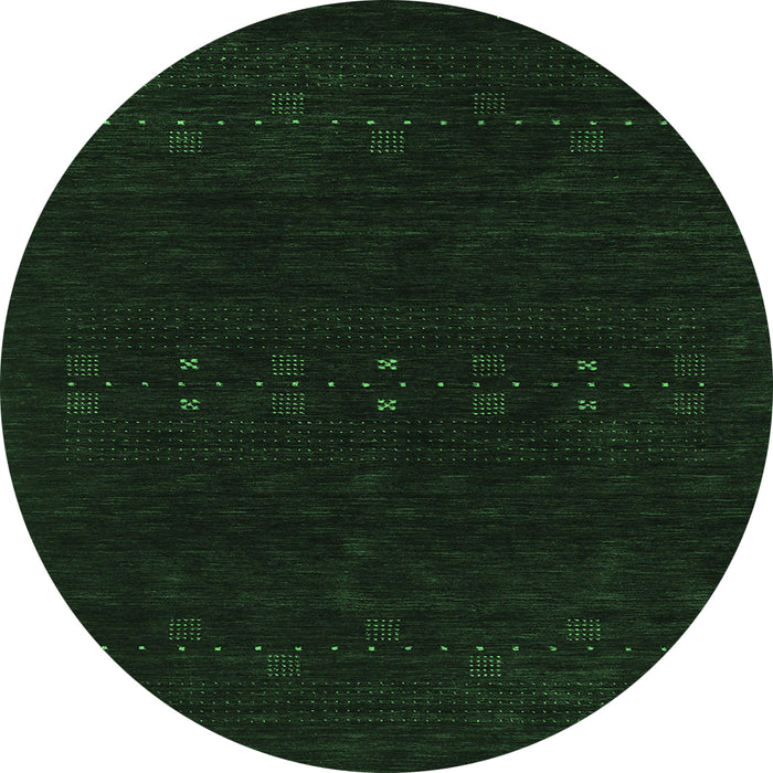 Round Abstract Emerald Green Contemporary Rug, con2615emgrn