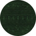 Round Abstract Emerald Green Contemporary Rug, con2615emgrn