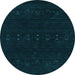 Round Abstract Light Blue Contemporary Rug, con2615lblu