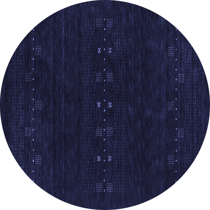 Round Abstract Blue Contemporary Rug, con2615blu