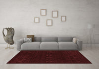 Machine Washable Abstract Red Contemporary Rug, wshcon2615red