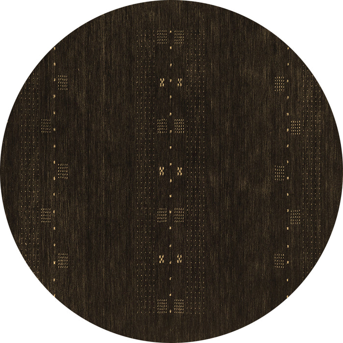 Round Abstract Brown Contemporary Rug, con2615brn