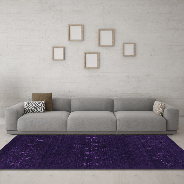 Machine Washable Abstract Purple Contemporary Area Rugs in a Living Room, wshcon2615pur