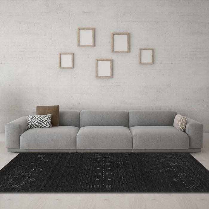 Machine Washable Abstract Gray Contemporary Rug in a Living Room,, wshcon2615gry