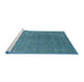 Serging Thickness of Machine Washable Contemporary Macaw Blue Green Rug, wshcon2616