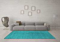 Machine Washable Abstract Turquoise Contemporary Rug, wshcon2616turq