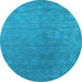 Round Abstract Light Blue Contemporary Rug, con2616lblu