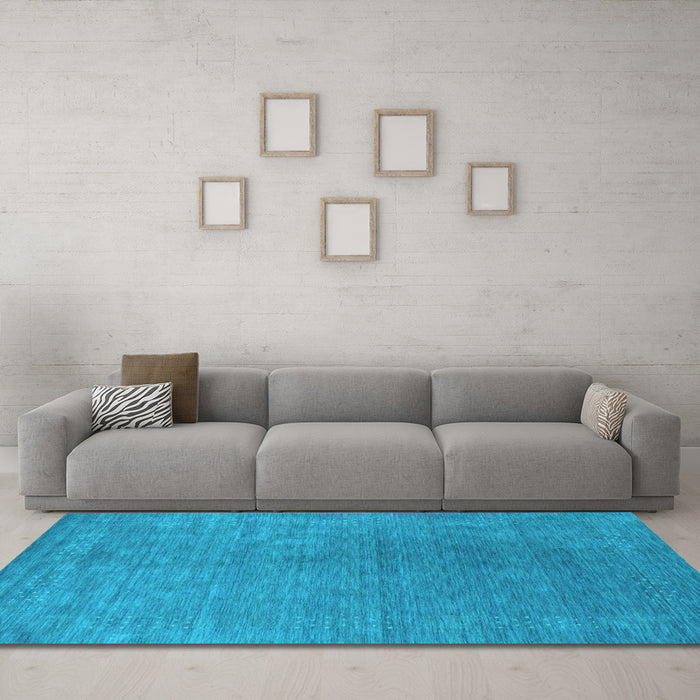 Machine Washable Abstract Light Blue Contemporary Rug in a Living Room, wshcon2616lblu