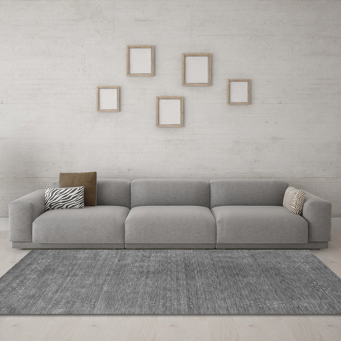 Machine Washable Abstract Gray Contemporary Rug in a Living Room,, wshcon2616gry