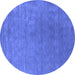 Round Abstract Blue Contemporary Rug, con2616blu