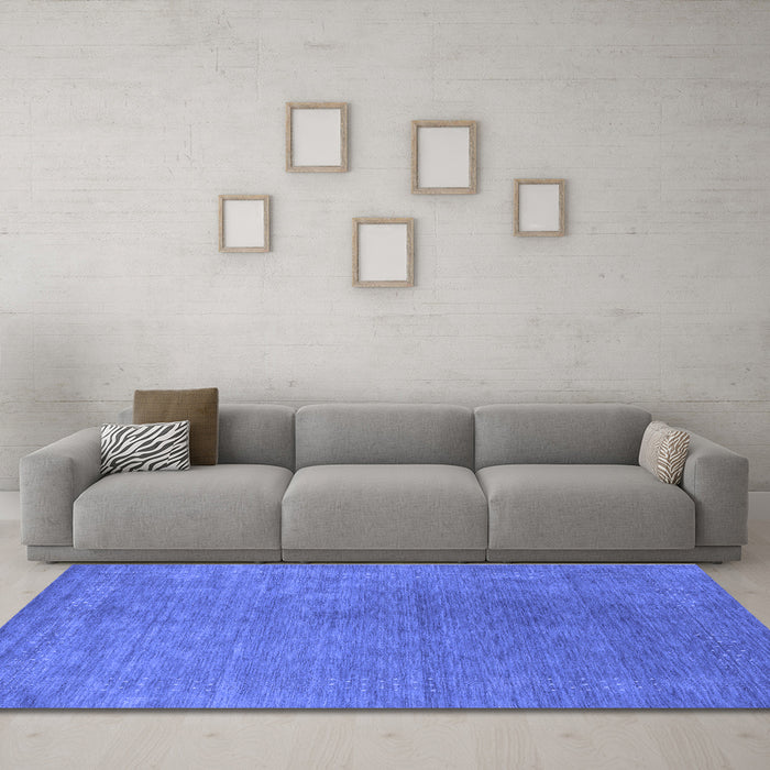 Machine Washable Abstract Blue Contemporary Rug in a Living Room, wshcon2616blu
