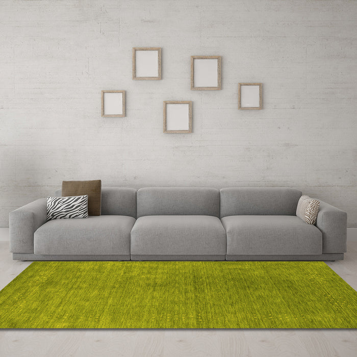 Machine Washable Abstract Yellow Contemporary Rug in a Living Room, wshcon2616yw
