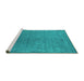 Sideview of Machine Washable Abstract Turquoise Contemporary Area Rugs, wshcon2616turq