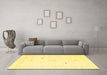 Machine Washable Solid Yellow Modern Rug in a Living Room, wshcon2617yw