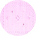 Round Machine Washable Solid Pink Modern Rug, wshcon2617pnk