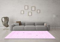 Machine Washable Solid Pink Modern Rug, wshcon2617pnk