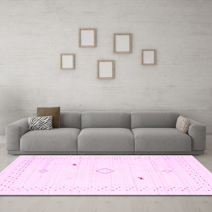 Machine Washable Solid Pink Modern Rug in a Living Room, wshcon2617pnk