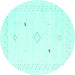 Round Solid Turquoise Modern Rug, con2617turq