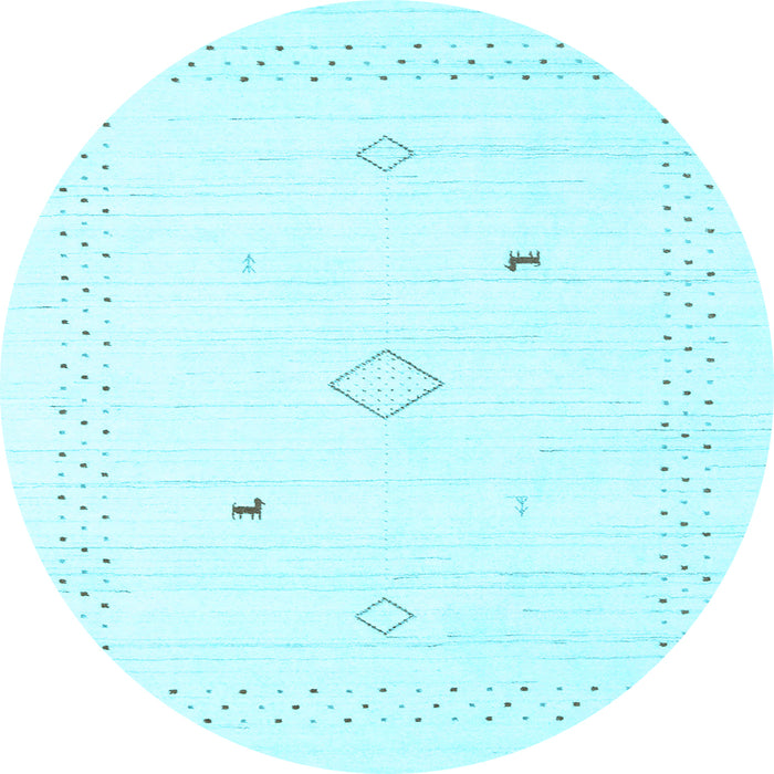 Round Machine Washable Solid Light Blue Modern Rug, wshcon2617lblu