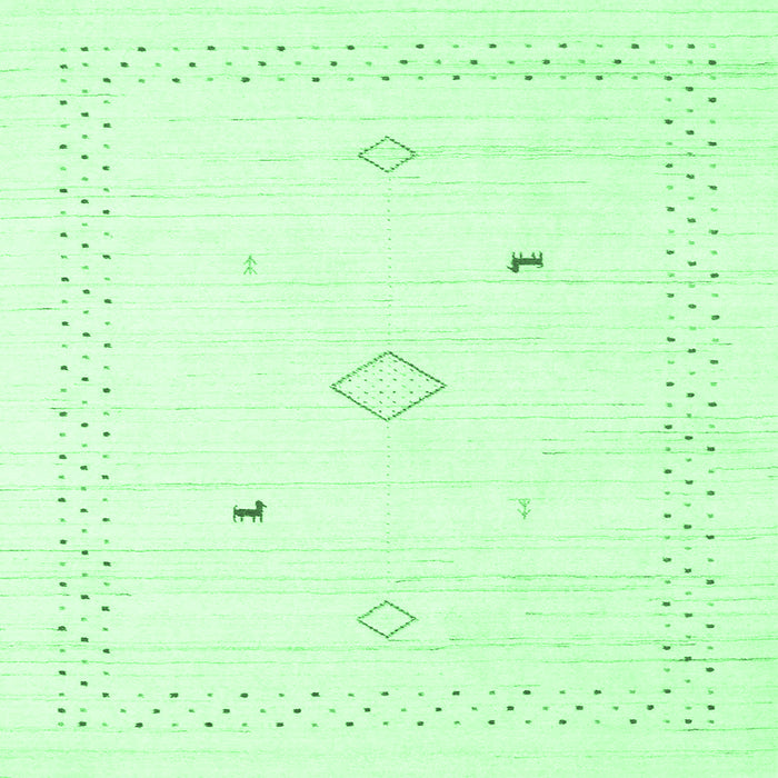 Square Machine Washable Solid Emerald Green Modern Area Rugs, wshcon2617emgrn