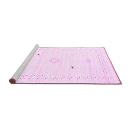 Sideview of Machine Washable Solid Pink Modern Rug, wshcon2617pnk