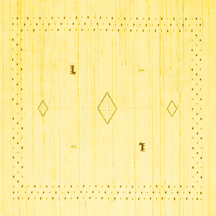 Square Machine Washable Solid Yellow Modern Rug, wshcon2617yw