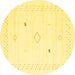 Round Machine Washable Solid Yellow Modern Rug, wshcon2617yw