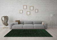 Machine Washable Abstract Emerald Green Contemporary Rug, wshcon2618emgrn