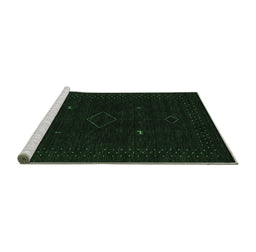 Sideview of Machine Washable Abstract Emerald Green Contemporary Area Rugs, wshcon2618emgrn