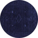 Round Machine Washable Abstract Blue Contemporary Rug, wshcon2618blu